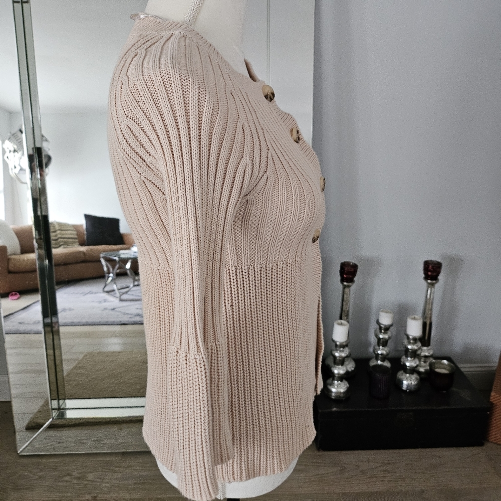 Zara Pink Bell Sleeve Button Up Sweater Size M - Picture 6 of 10